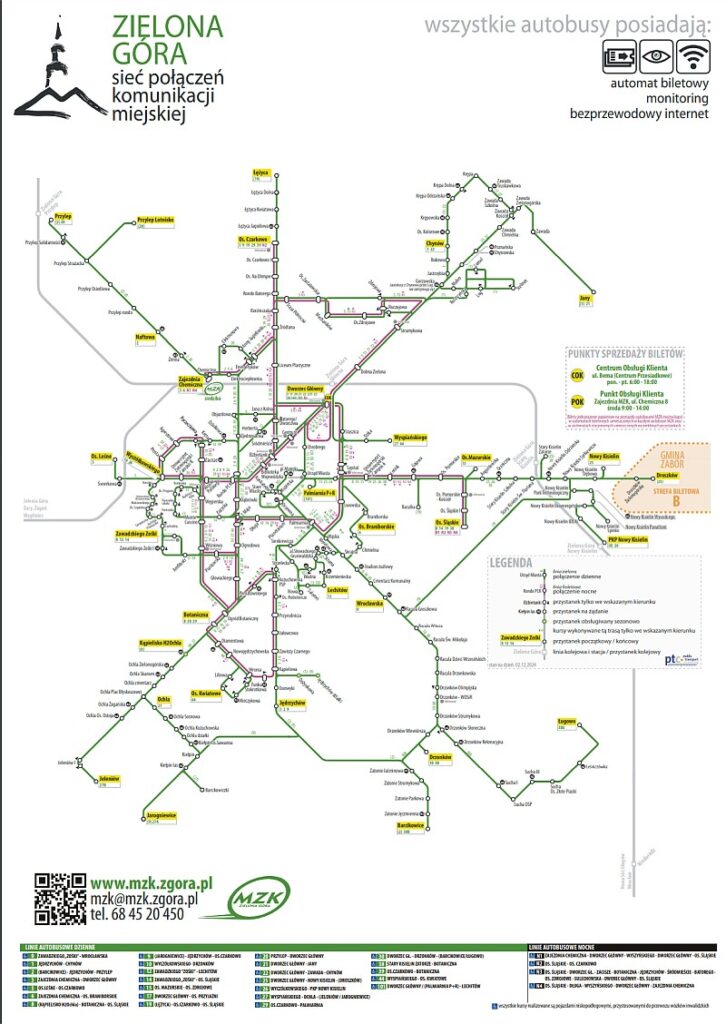 Sieć połączeń komunikacji miejskiej w Zielonej Górze
